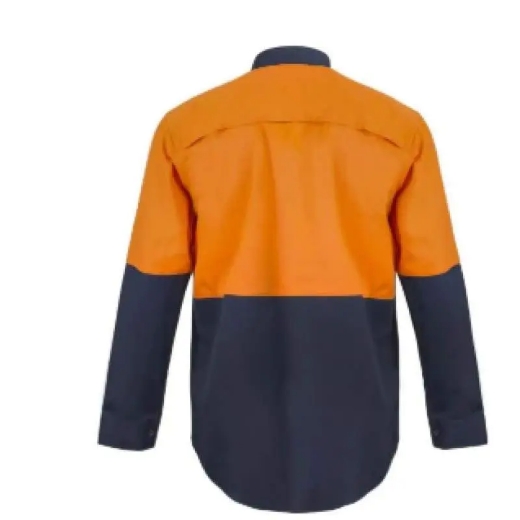 Picture of WorkCraft, Shirt, Long Sleeve, Food Industry, Lightweight, Hi Vis, Two Tone, Vented, Cotton Drill, Press Studs, No Pockets